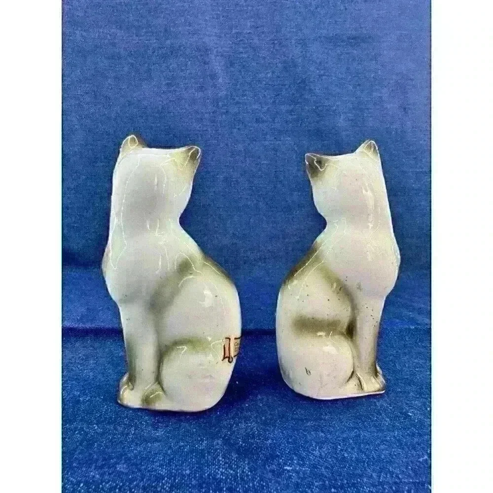 VTG Set Mid Century Siamese Cats With Sapphire Eyes Salt‎ & Pepper Shakers